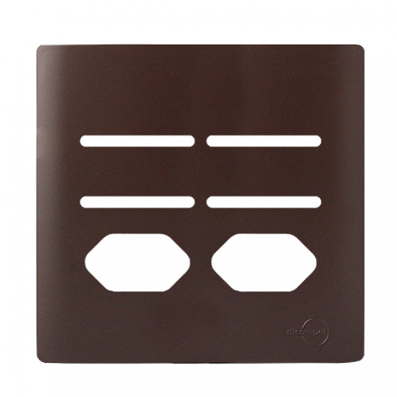 Placa p/ 4 Interruptores + 2 Tomadas 4x4 - Novara Marrom Fosco Placa p/ 4 Interruptores + 2 Tomadas 4x4 - Novara Marrom Fosco